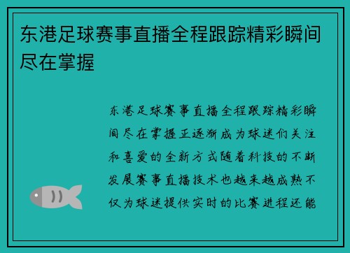 东港足球赛事直播全程跟踪精彩瞬间尽在掌握